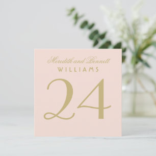 Tarjeta elegante de número de mesa de boda con ros