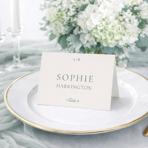 Tarjeta elegante de número de mesa de boda en verd