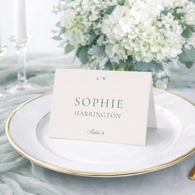 Tarjeta elegante de número de mesa de boda en verd (Subido por el creador)