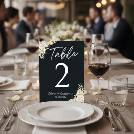 Tarjeta elegante de número de mesa de boda floral 