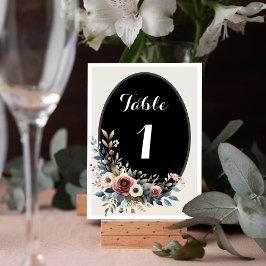 Tarjeta elegante de número de mesa de boda floral