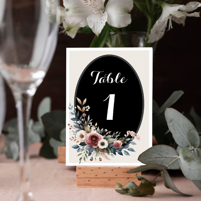 Tarjeta elegante de número de mesa de boda floral  (Elegant Floral Rustic Wedding Table Number Card)