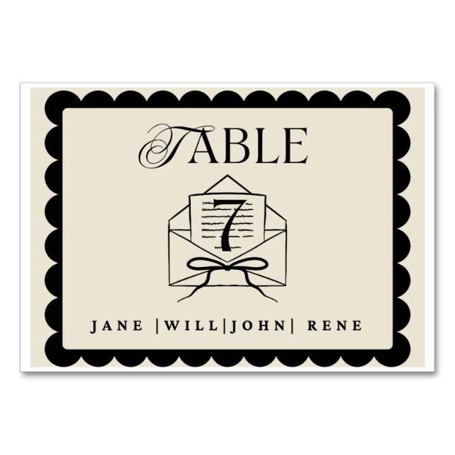 Tarjeta elegante de número de mesa de boda – Perso (Anverso)