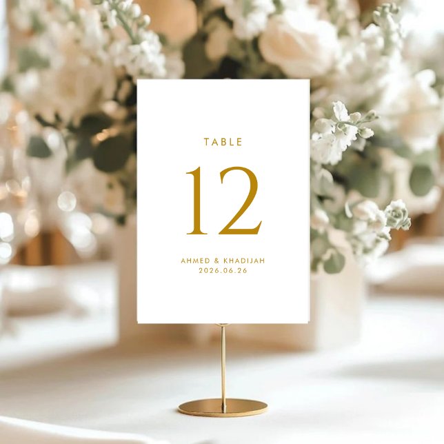 Tarjeta elegante de número de mesa de oro (Subido por el creador)