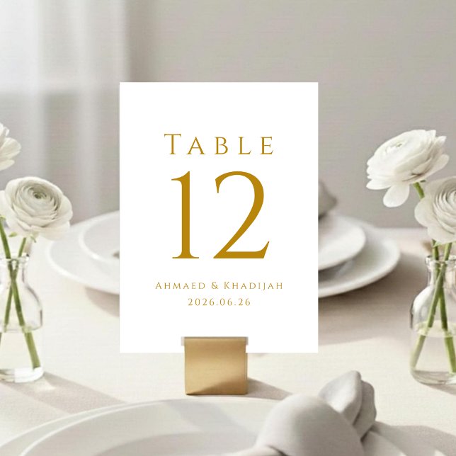 Tarjeta elegante de número de mesa de oro (Subido por el creador)