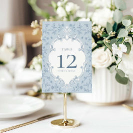 Tarjeta elegante de número de mesa de toile azul p
