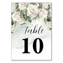 Tarjeta elegante de número de mesa floral para bod