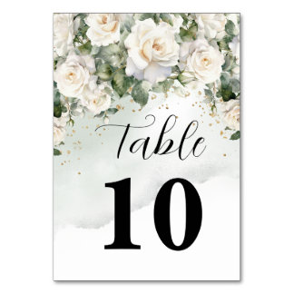 Tarjeta elegante de número de mesa floral para bod