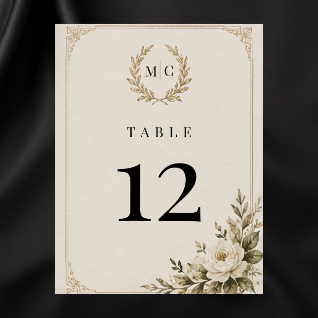 Tarjeta elegante de número de mesa para boda con e (Subido por el creador)