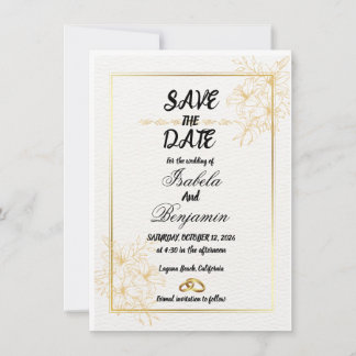 Tarjeta elegante de oro para anunciar la fecha de