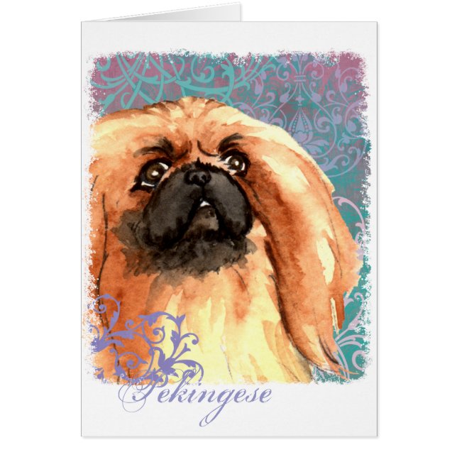 Tarjeta elegante de Pekingese (Frente)