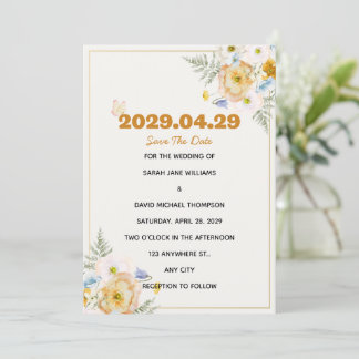 Tarjeta elegante de primavera floral de boda para