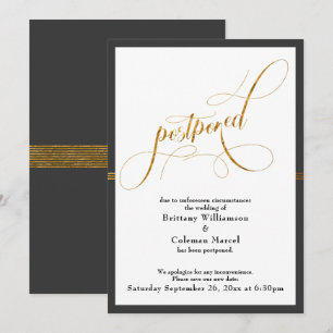 Tarjeta elegante de raya gris y dorada para boda p