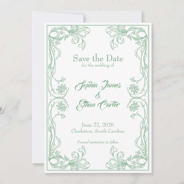 Tarjeta elegante de recuerdo de fecha – Filigrana  (Anverso)