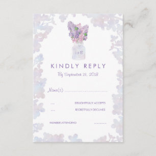 Tarjeta elegante de RSVP de las lilas de la