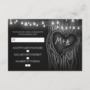 Tarjeta elegante de RSVP del árbol de la pizarra