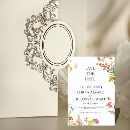 Tarjeta elegante de 'Save the Date' floral