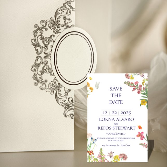 Tarjeta elegante de 'Save the Date' floral (Subido por el creador)