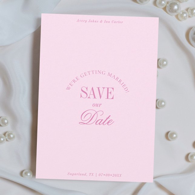 Tarjeta elegante de save the date rosa pastel (Subido por el creador)