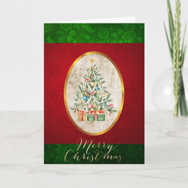 Tarjeta elegante del árbol de navidad (Anverso)