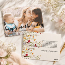 Tarjeta elegante del día de la madre con foto y te
