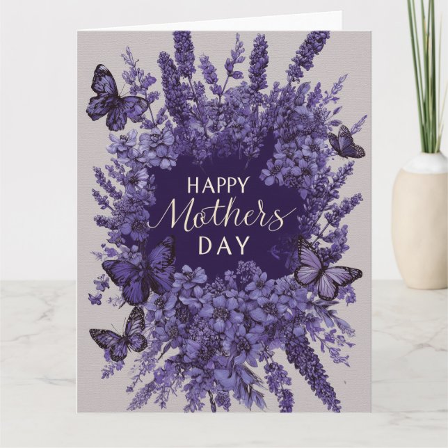 Tarjeta elegante del Día de la Madre con lavanda p (Anverso)