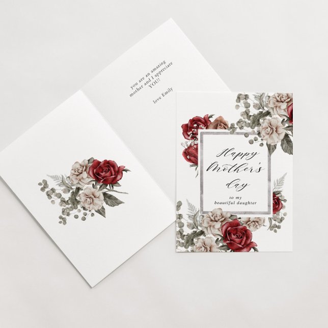 tarjeta elegante del día de la madre con rosa rúst (Subido por el creador)