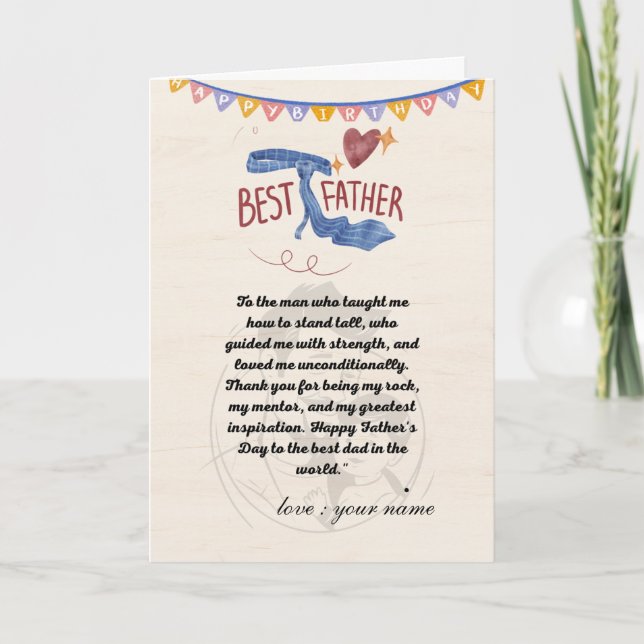 Tarjeta elegante del Día del Padre con sentimiento (Anverso)