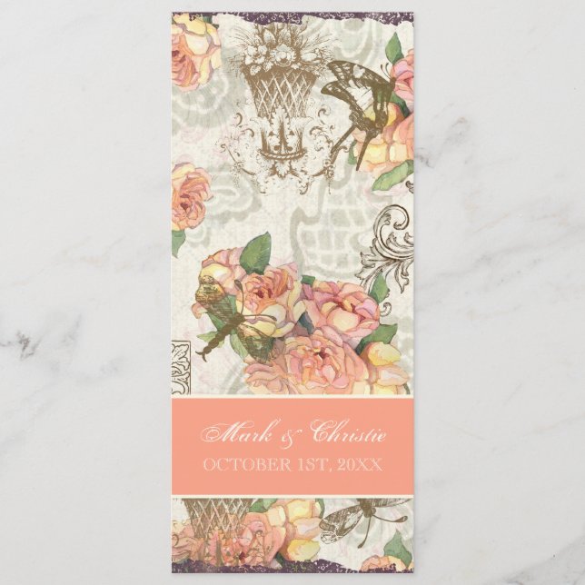 Tarjeta elegante del menú de los rosas de n de (Anverso)