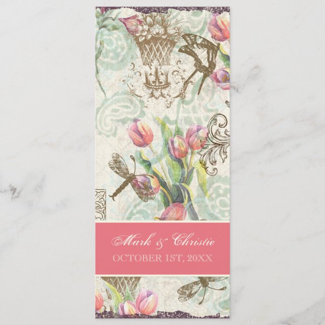 Tarjeta elegante del menú de los tulipanes de n de (Anverso)