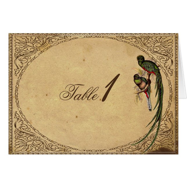 Tarjeta elegante del número de la tabla del pájaro (Anverso (Horizontal))