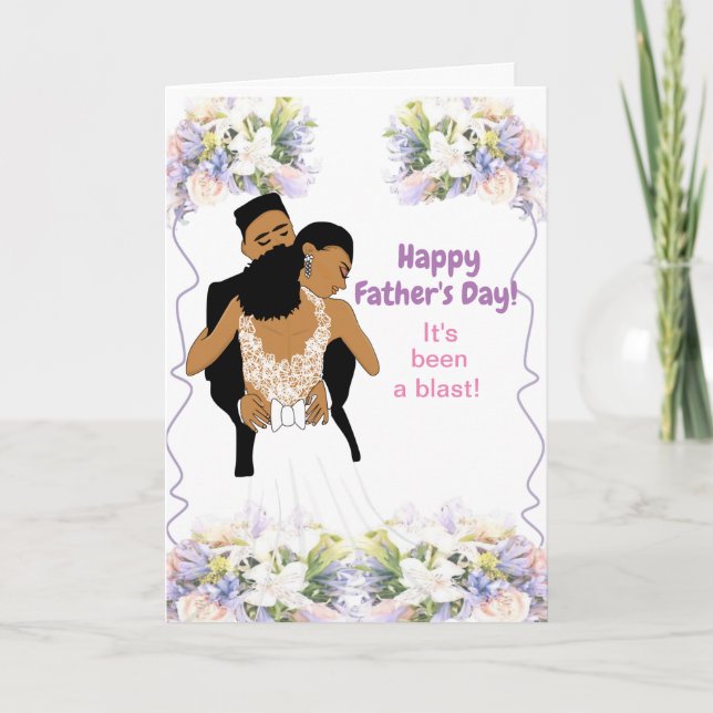 Tarjeta Elegante Día de los Padres Afroamericanos Florales (Anverso)