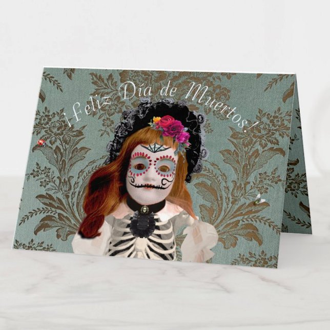 Tarjeta Elegante Día de Muertos Saludo (The inside card text is available in English or Spanish, and may be changed to say whatever you wish)