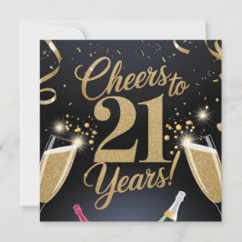 Tarjeta "Elegante diseño de cumpleaños 21 - Purpurina de o