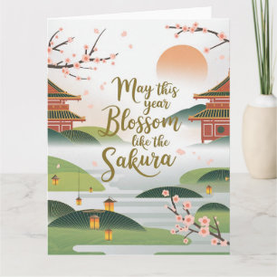 Tarjeta Elegante diseño de jardines japoneses - Flores de