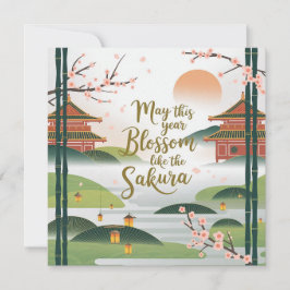 Tarjeta Elegante diseño de jardines japoneses - Flores de 