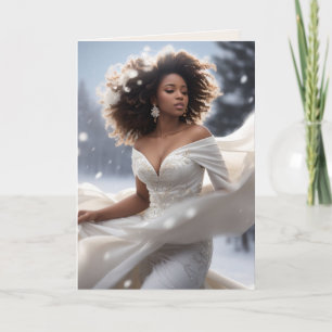 Tarjeta Elegante Diva Afroamericana Navideña Nevada