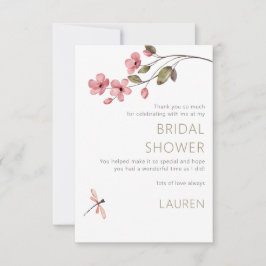 Tarjeta Elegante Dragonfly Blossom Bridal Shower Gracias
