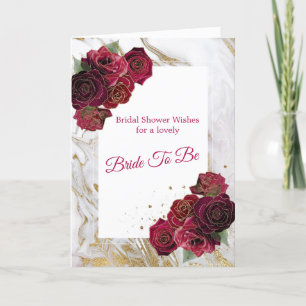 Tarjeta Elegante ducha de novia de mármol dorado de rosas