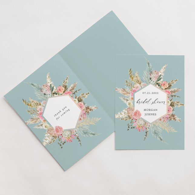 Tarjeta Elegante ducha de novia floral bohemiana de Rubor (Subido por el creador)