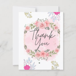 Tarjeta Elegante ducha de novia floral rosa Rubor Gracias