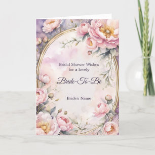 Tarjeta Elegante ducha de novias con marco ovalado rosado