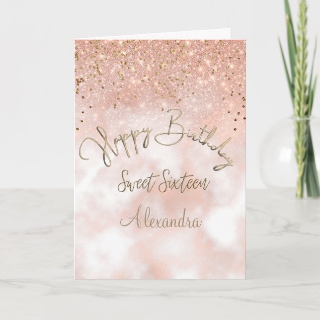 Tarjeta Elegante dulce 16 Rosa de cumpleaños (Anverso)