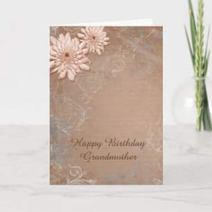 Tarjeta Elegante Ecru Tan Floral Abuela Cumpleaños