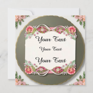 Tarjeta elegante en blanco enmarcada con flores
