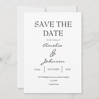 Tarjeta elegante en blanco y negro para guardar la