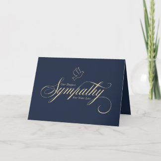 Tarjeta Elegante Escritura Dorada Paloma Azul Condolencias