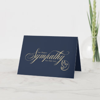 Tarjeta Elegante Escritura Dorada Paloma Azul Condolencias