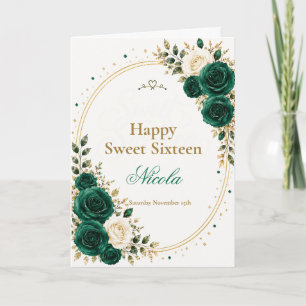 Tarjeta Elegante Esmeralda Dulces 16