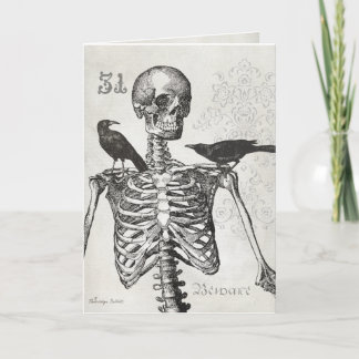 Tarjeta Elegante esqueleto vintage y carta de Halloween de
